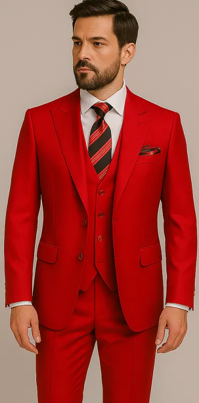 Rossiman Menâ€™s Red Slim Fit Suit â€“ Stylish Double-Breasted Jacket sold by Alberto Nardoni