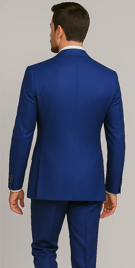 Rossiman Men's Slim Fit Royal Blue Suit – Double-Breasted Elegance sold by Alberto Nardoni product image thumbnail 3