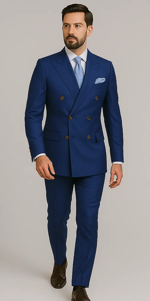 Rossiman Men's Slim Fit Royal Blue Suit – Double-Breasted Elegance sold by Alberto Nardoni product image thumbnail 5