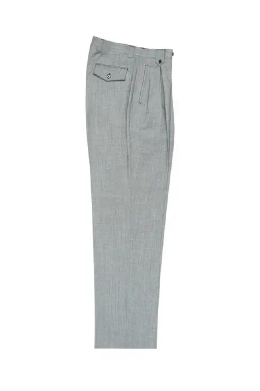 Light Gray Bridseye Wide Leg Wool Dress Pant 2586/2576 by Tiglio Luxe TIG1018 sold by Alberto Nardoni