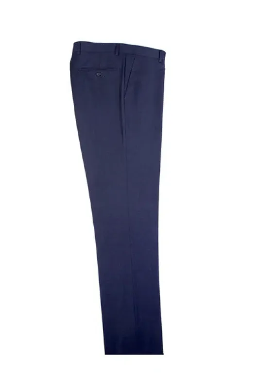 Blue Birdseye Flat Front Wool Dress Pant 2560 by Tiglio Luxe IDM7018/9 sold by Alberto Nardoni