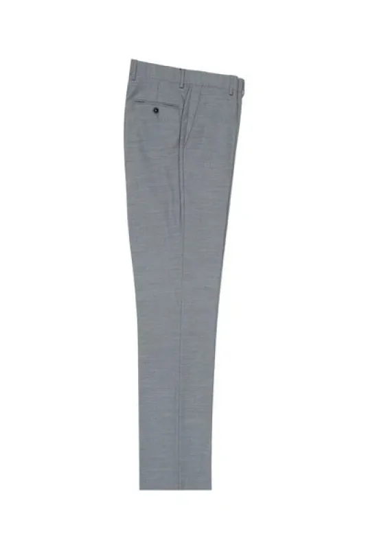 Light Gray Flat Front Slim Fit Wool Dress Pant 2564 by Tiglio Luxe E09063/26 sold by Alberto Nardoni