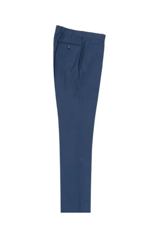 New Blue Flat Front Slim Fit Wool Dress Pant 2564 by Tiglio Luxe TS4066/2 sold by Alberto Nardoni