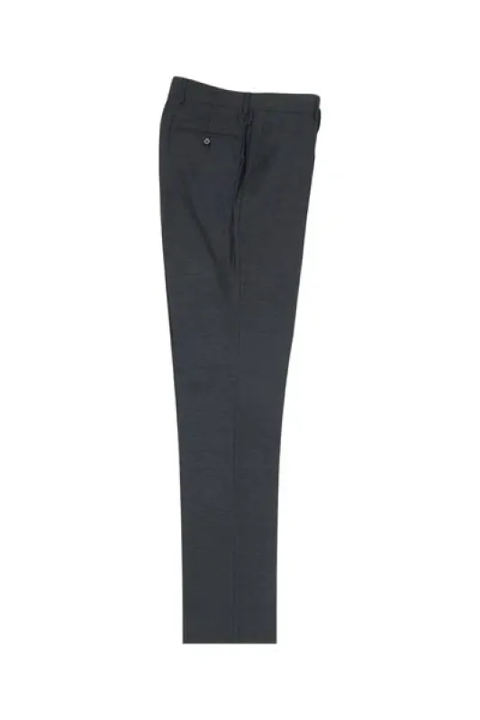 Charcoal Gray Flat Front Slim Fit Wool Dress Pant 2564 by Tiglio Luxe TIG1010 sold by Alberto Nardoni