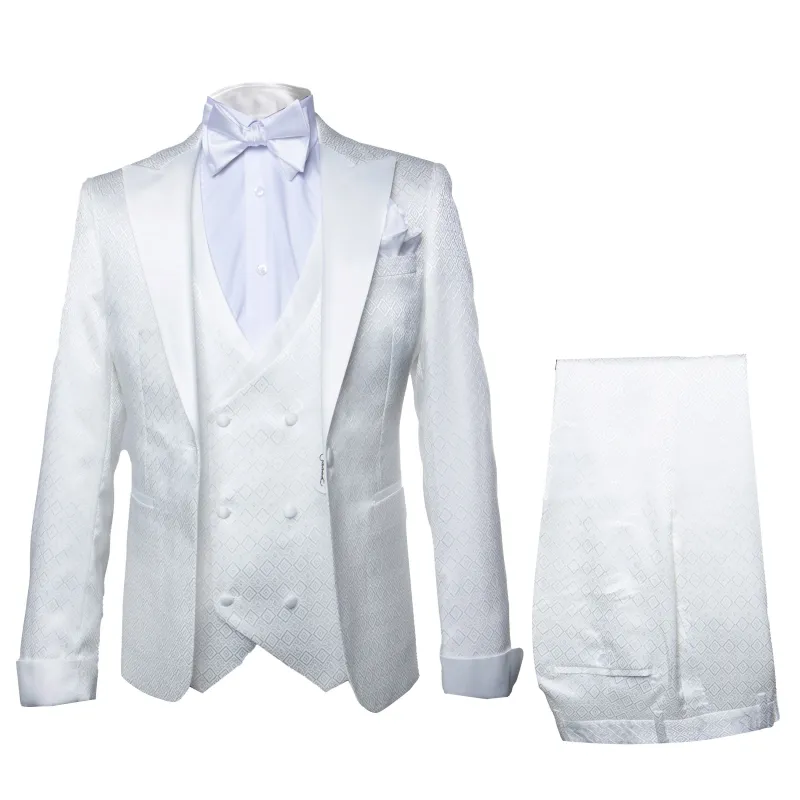 Rossi Man FORD RM1911 – Slim Fit White 3-Piece Suit for Men | Elegant Modern Formalwear made by Alberto Nardoni