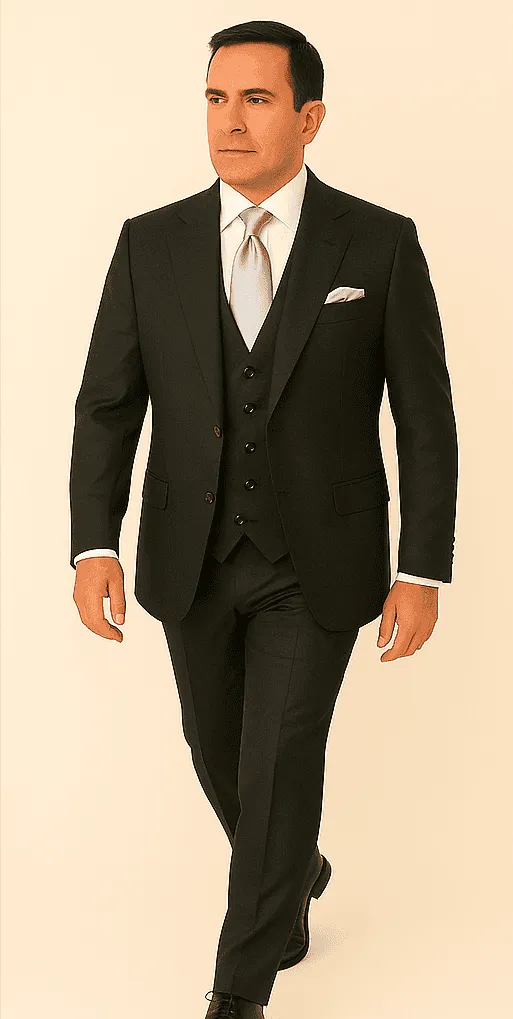 Rossi Man BOND RM1779 Slim Fit 3-Piece Black Suit – Tailored Formalwear for Men sold by Alberto Nardoni product image thumbnail 4