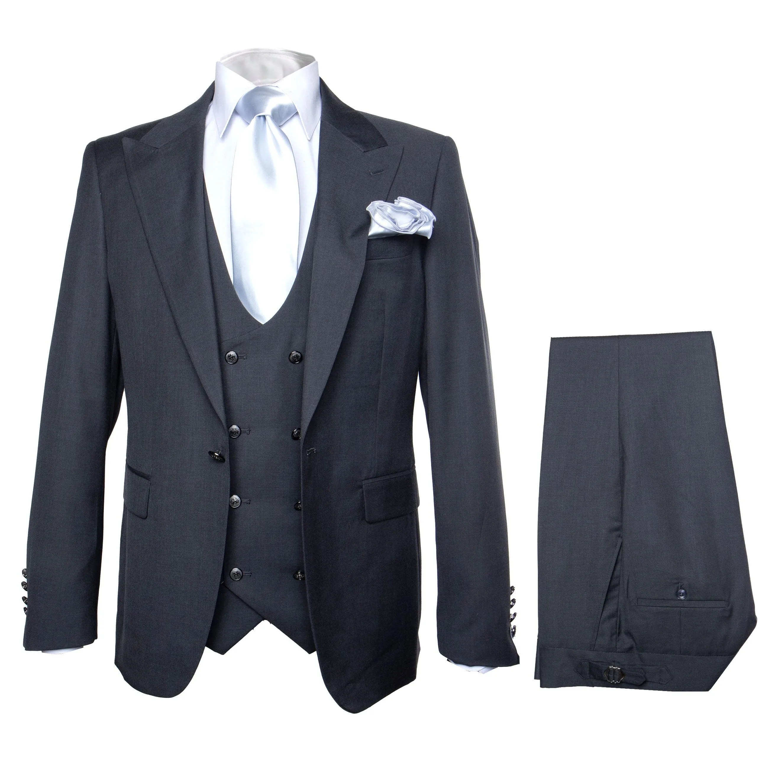 Rossi Man BOND RM1779 Slim Fit 3-Piece Black Suit – Tailored Formalwear for Men sold by Alberto Nardoni