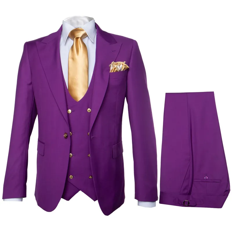 Rossi Man BOND RM1778 Slim Fit 3-Piece Purple Suit – Elegant Tailored Suit for Men made by Alberto Nardoni
