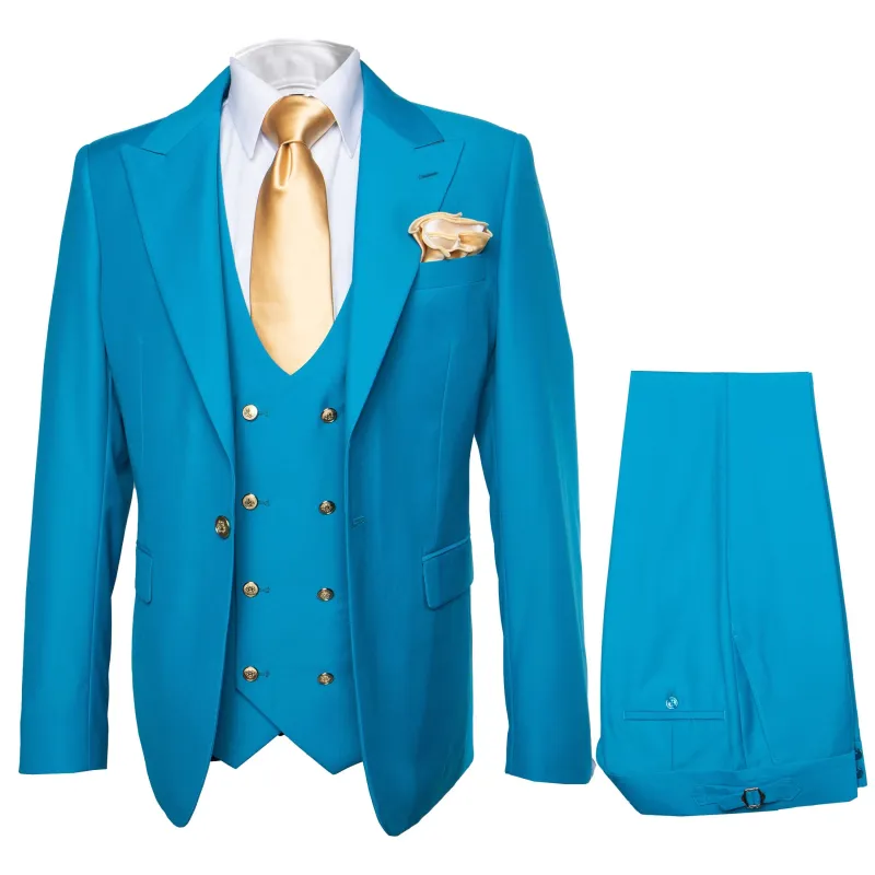 Rossi Man BOND RM1776 Slim Fit 3-Piece Suit – Tailored Turquoise Blue Suit for Formal Occasions made by Alberto Nardoni