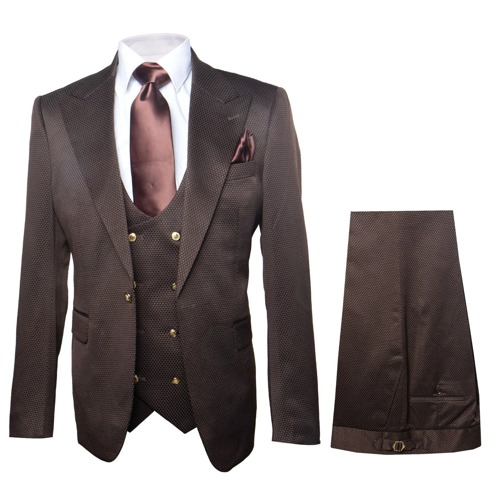 Rossi Man BOND RM1753 Slim Fit 3-Piece Suit – 1-Button Peak Lapel, Modern Formalwear for Men sold by Alberto Nardoni