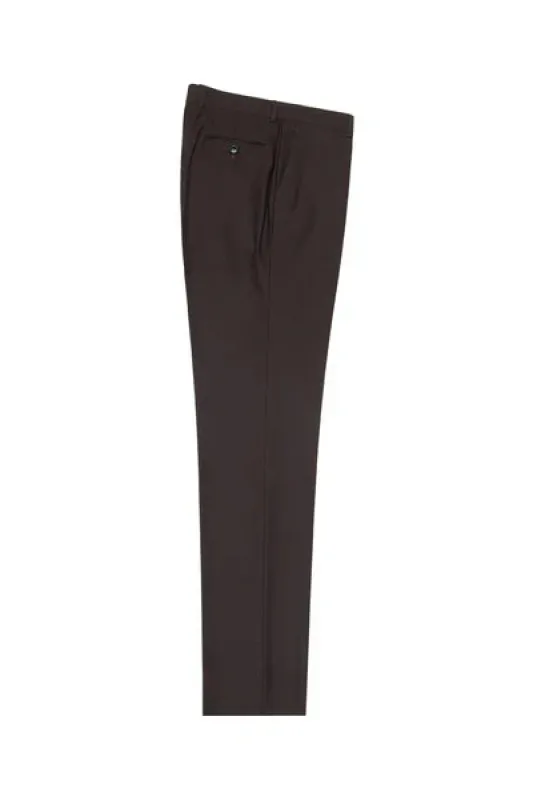 Brown Flat Front Wool Dress Pant 2560 by Tiglio Luxe TIG1003 sold by Alberto Nardoni