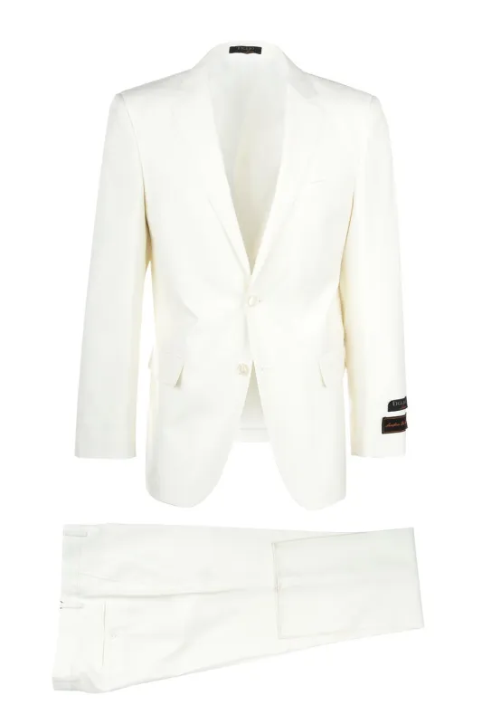 Novello Off-white, Modern Fit, Pure Wool Suit by Tiglio Luxe sold by Alberto Nardoni