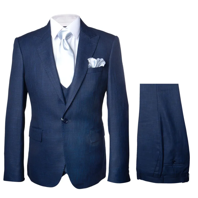 Rossi Man MAX RM1783 Slim Fit 3-Piece Suit â€“ Modern Solid Blue Suit for Men sold by Alberto Nardoni