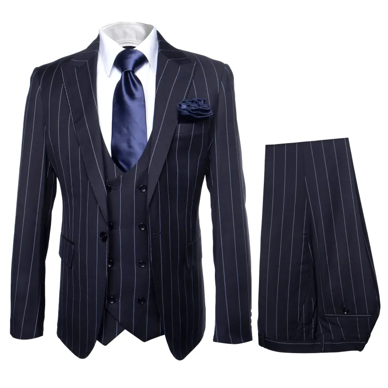Rossi Man MAX RM1725 Slim Fit 3-Piece Suit â€“ Modern & Stylish Navy Suit for Men made by Alberto Nardoni