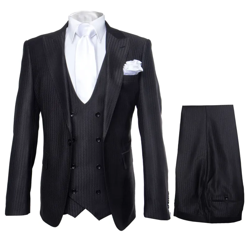 Rossi Man MAX RM1712 Slim Fit 3-Piece Suit – Stylish Black Formalwear for Men sold by Alberto Nardoni