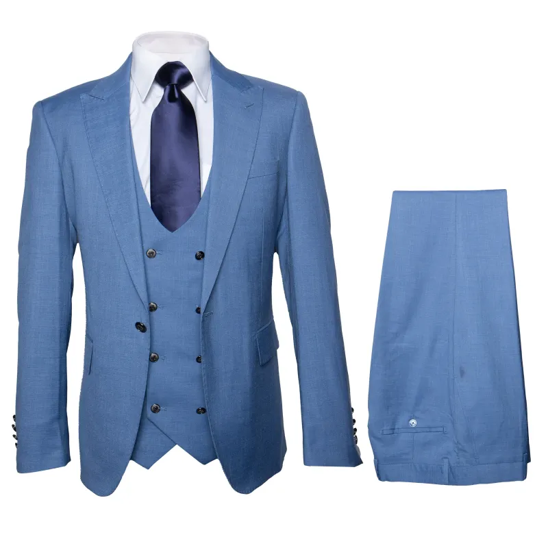 Rossi Man MAX RM1387 Slim Fit 3-Piece Suit â€“ Stylish Solid Blue Formalwear for Men sold by Alberto Nardoni