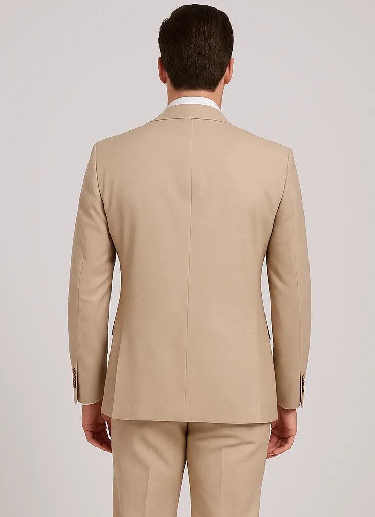 Rossi Man Max RM1391 – Slim Fit 3-Piece Men’s Suit in Solid Beige sold by Alberto Nardoni product image thumbnail 3