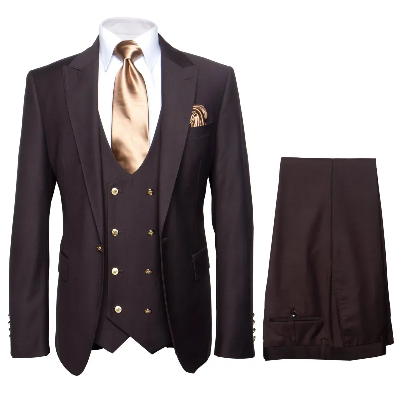Chocolate Brown Slim Fit Suit â€“ Rossi Man Max 3-Piece Formal Set made by Alberto Nardoni