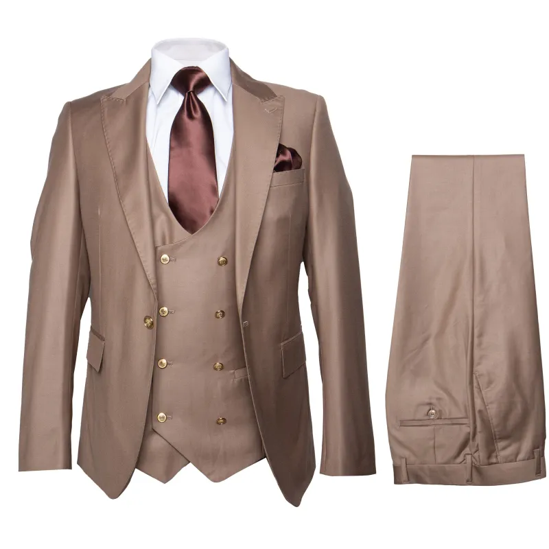 Mens Modern Formal Suit - Rossi Man Max Slim Fit 3-Piece in Solid Mocha | RM1172 made by Alberto Nardoni