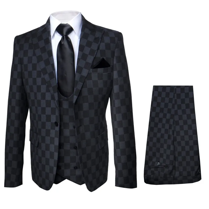Rossi Man Max RM1837 – Men’s Slim Fit Tailored 3-Piece Suit in Black sold by Alberto Nardoni