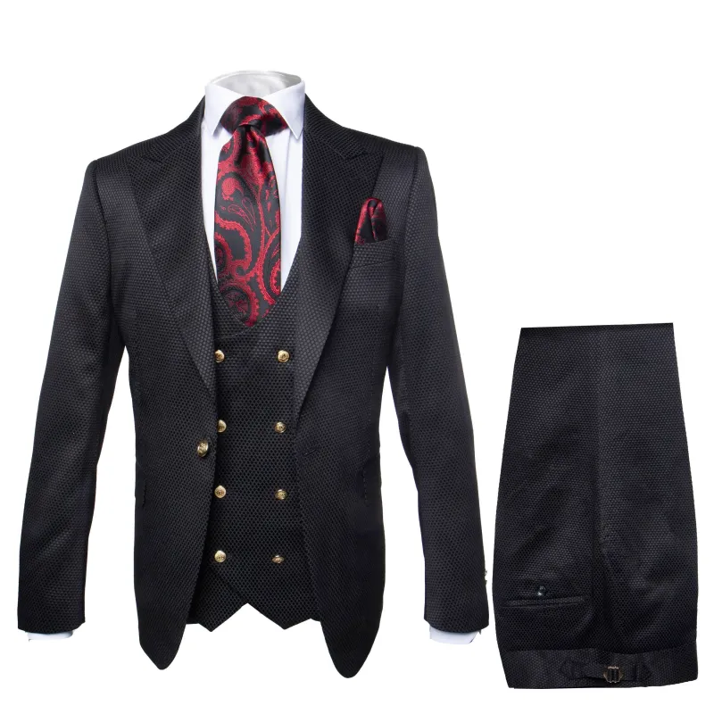 Mens Formal 3-Piece Suit - Rossi Man Bond Slim Fit in Black | RM1751 made by Alberto Nardoni