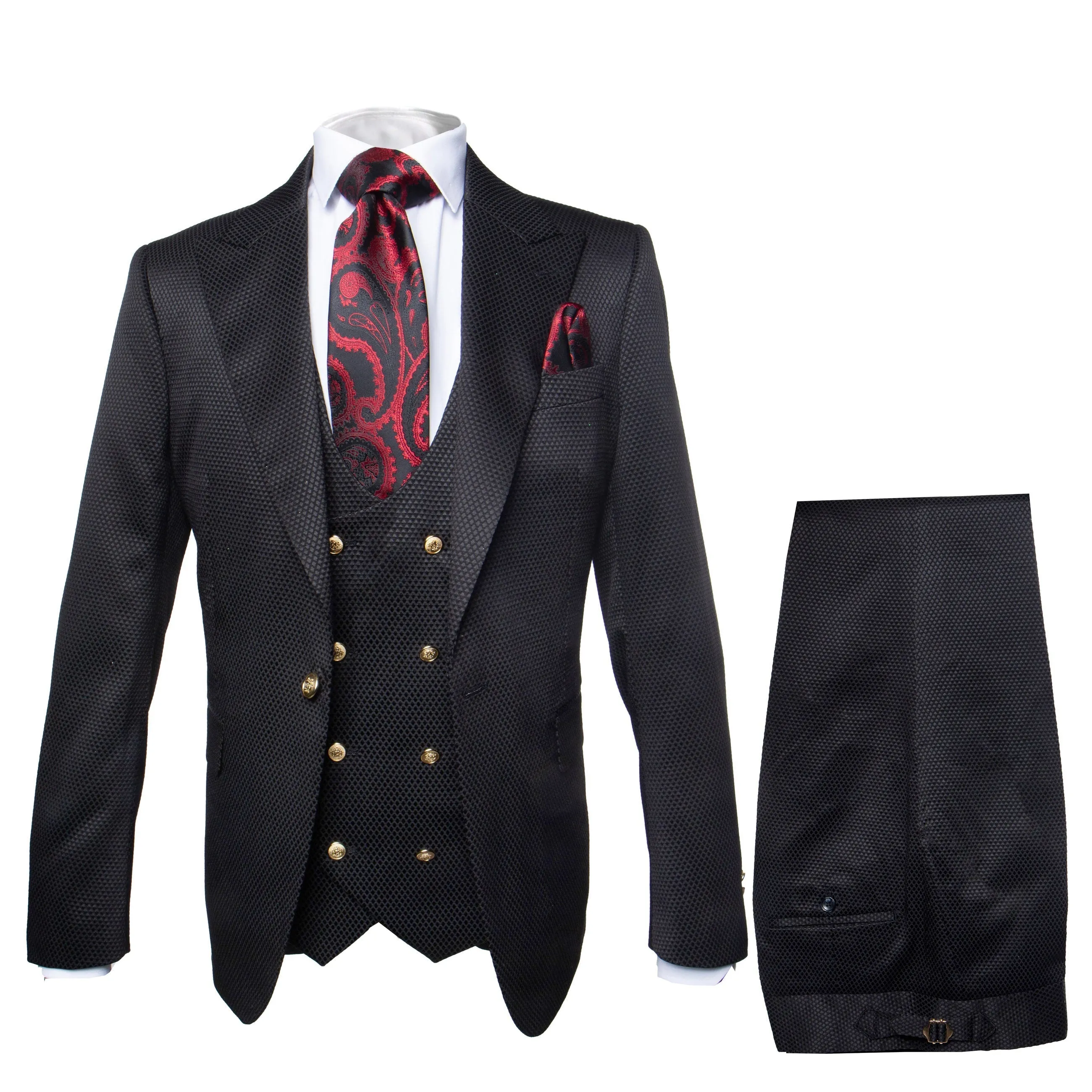 Mens Formal 3-Piece Suit - Rossi Man Bond Slim Fit in Black | RM1751 sold by Alberto Nardoni