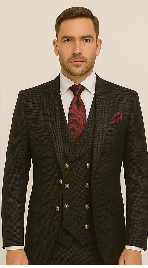 Mens Formal 3-Piece Suit - Rossi Man Bond Slim Fit in Black | RM1751 sold by Alberto Nardoni product image thumbnail 5