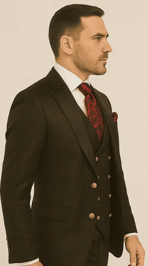 Mens Formal 3-Piece Suit - Rossi Man Bond Slim Fit in Black | RM1751 sold by Alberto Nardoni product image thumbnail 3