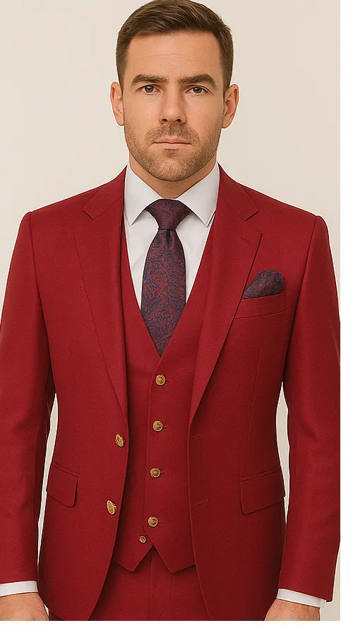 Rossi Man Bond Collection RM1777 – Premium Red Slim Fit 3-Piece Suit for Men sold by Alberto Nardoni product image thumbnail 5