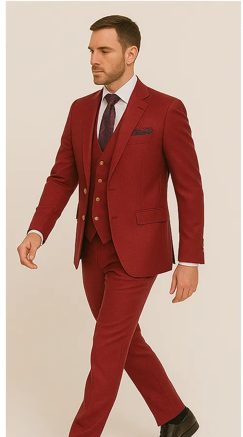 Rossi Man Bond Collection RM1777 – Premium Red Slim Fit 3-Piece Suit for Men sold by Alberto Nardoni product image thumbnail 2