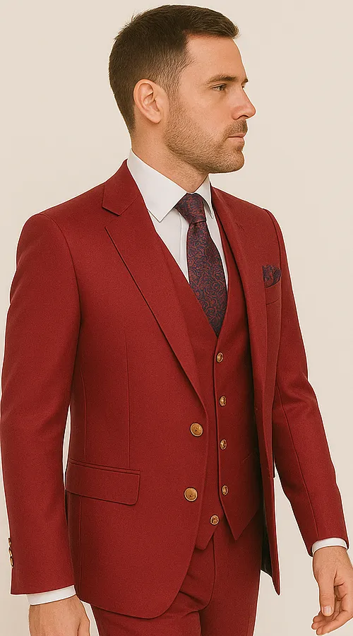 Rossi Man Bond Collection RM1777 – Premium Red Slim Fit 3-Piece Suit for Men sold by Alberto Nardoni product image thumbnail 3