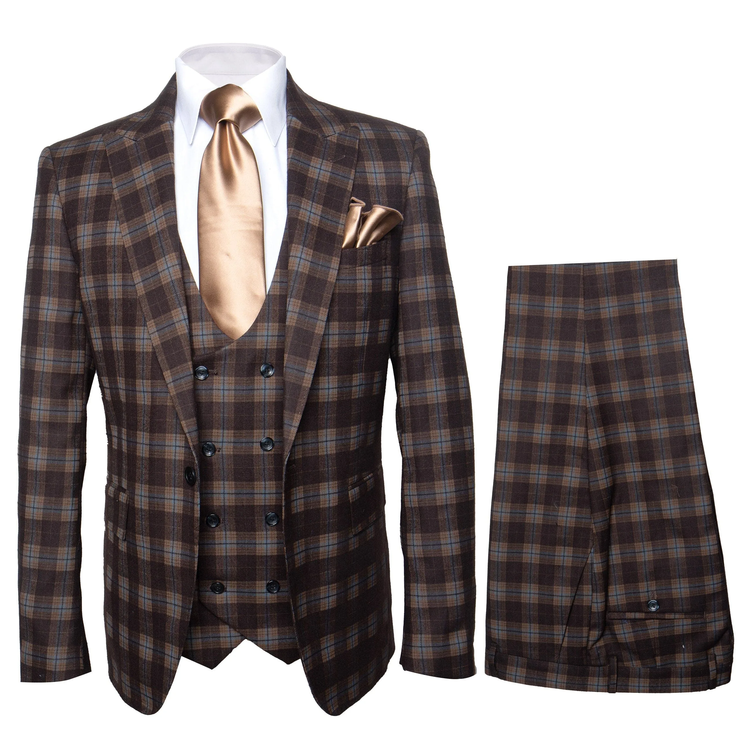 Brown Slim Fit 3-Piece Suit - Rossi Man Max Mens Formalwear | RM1735 sold by Alberto Nardoni