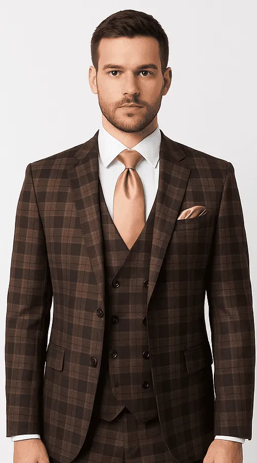 Brown Slim Fit 3-Piece Suit - Rossi Man Max Mens Formalwear | RM1735 sold by Alberto Nardoni product image thumbnail 5