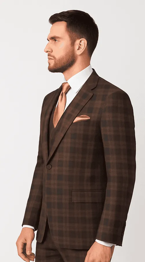 Brown Slim Fit 3-Piece Suit - Rossi Man Max Mens Formalwear | RM1735 sold by Alberto Nardoni product image thumbnail 2