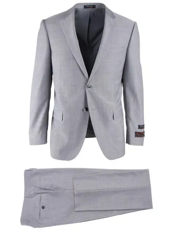Novello Light Gray Herringbone, Modern Fit, Pure Wool Suit by Tiglio Luxe 12A005 sold by Alberto Nardoni