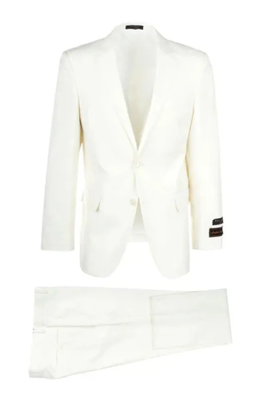 Novello Off-white, Modern Fit, Pure Wool Suit by Tiglio Luxe OFFWHITE sold by Alberto Nardoni