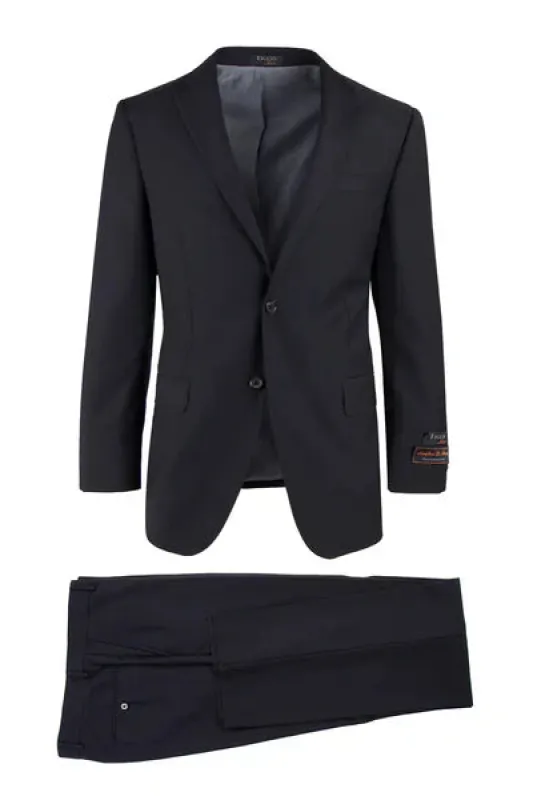 Novello Black, Modern Fit, Pure Wool Suit by Tiglio Luxe TIG1001 sold by Alberto Nardoni