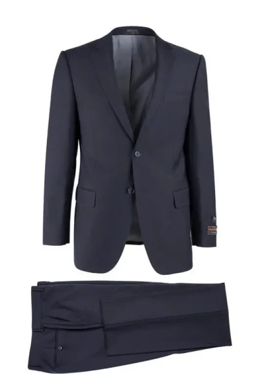 Novello Navy, Modern Fit, Pure Wool Suit by Tiglio Luxe TIG1002 sold by Alberto Nardoni