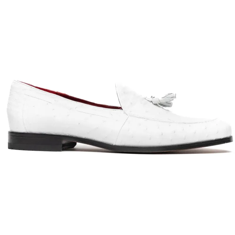Marco Di Milano Aubiere White Ostrich Quill Tassel Loafers sold by Alberto Nardoni