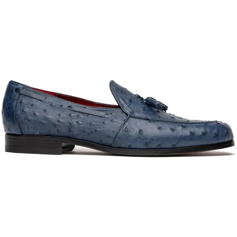 Marco Di Milano Aubiere Navy Ostrich Quill Tassel Loafers sold by Alberto Nardoni