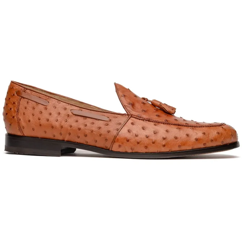 Marco Di Milano Aubiere Cognac Ostrich Quill Tassel Loafers sold by Alberto Nardoni