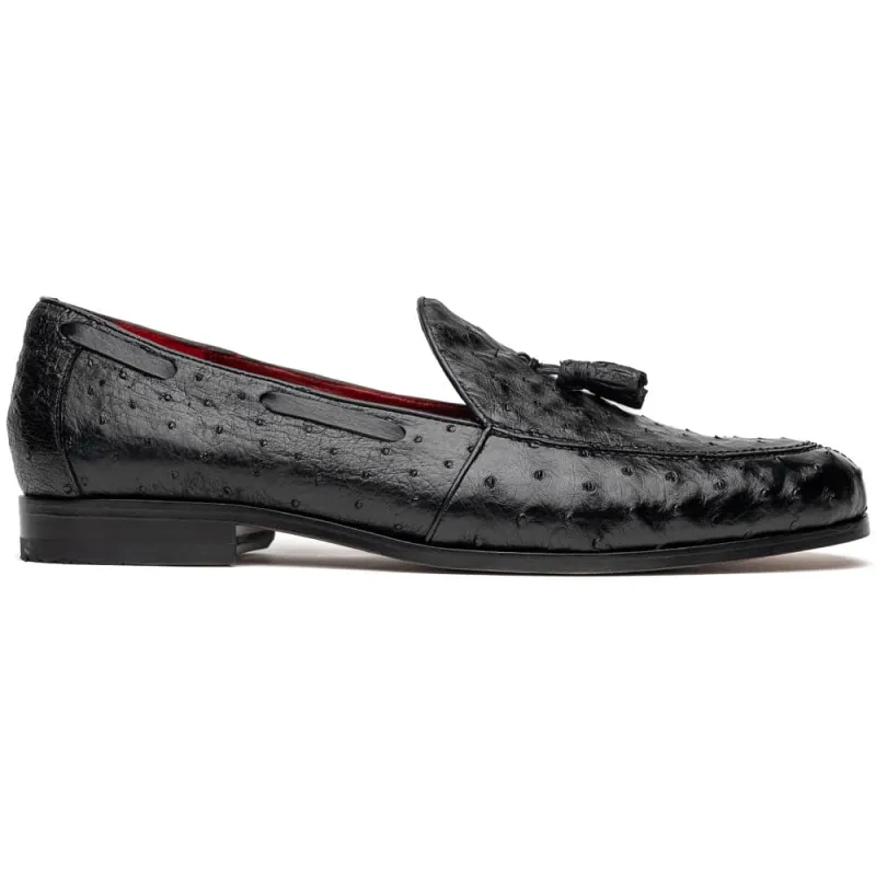Marco Di Milano Aubiere Black Ostrich Quill Tassel Loafers sold by Alberto Nardoni