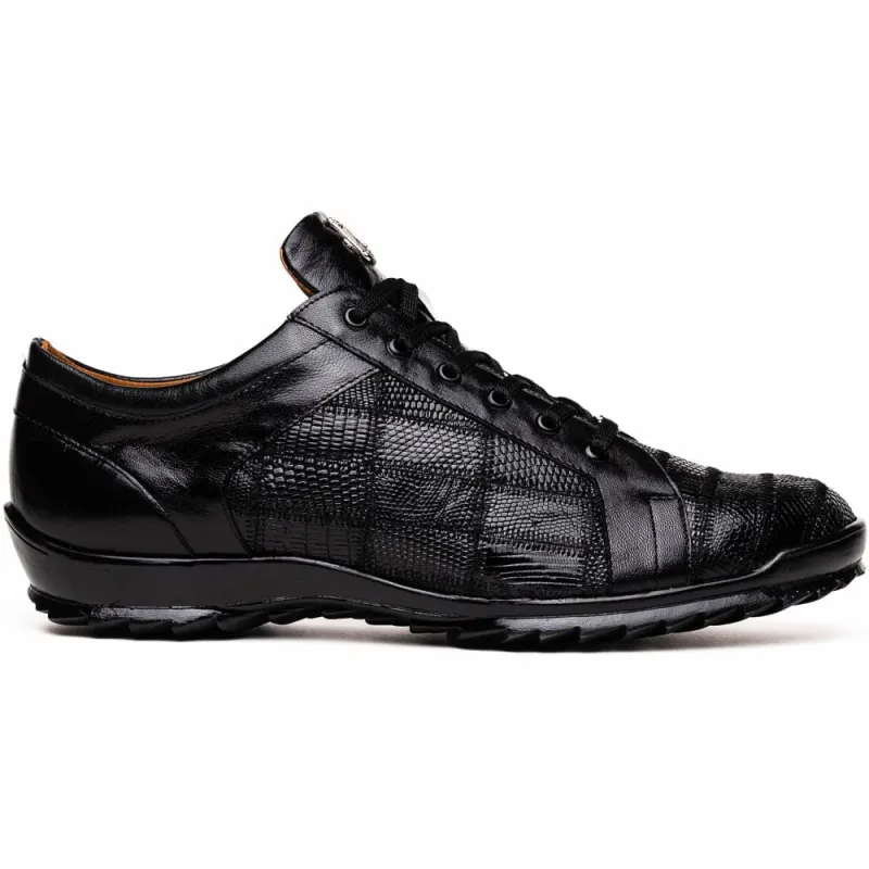 Marco Di Milano Bari Patchwork Lizard Sneakers in Black sold by Alberto Nardoni
