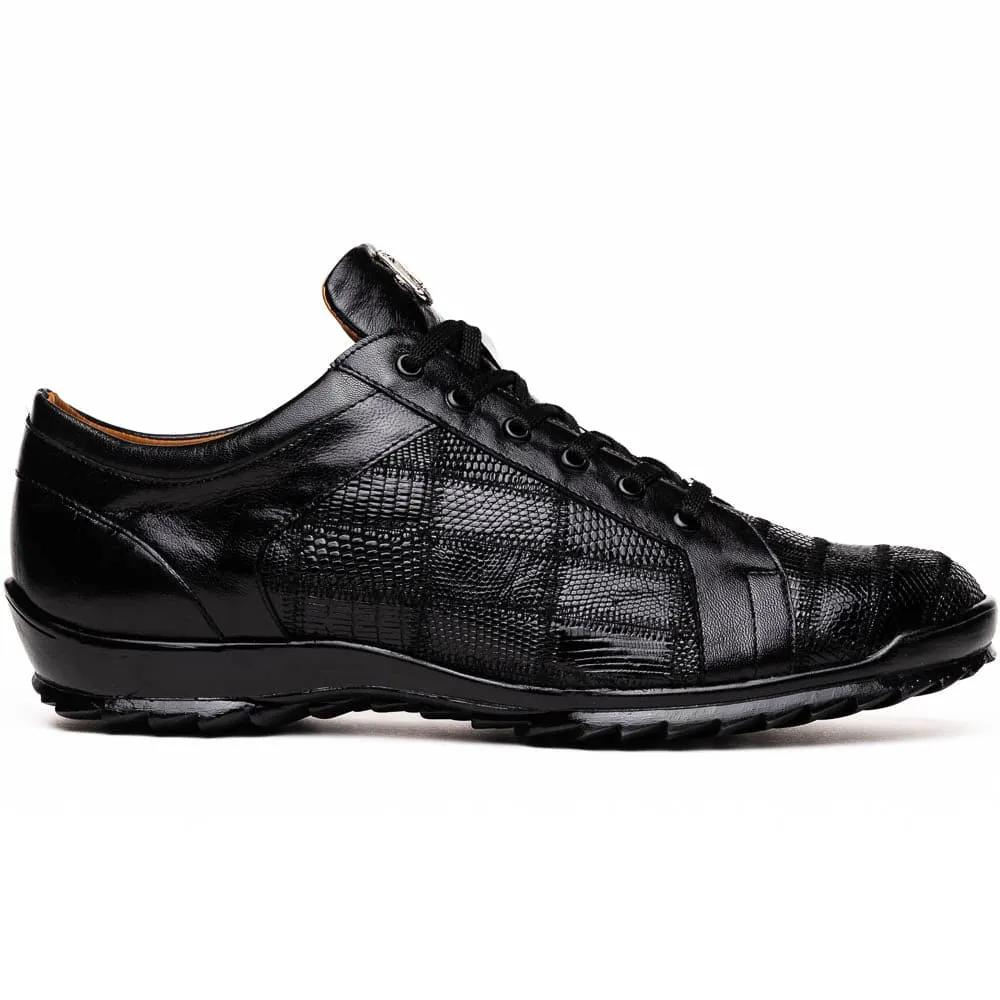 Marco Di Milano Bari Patchwork Lizard Sneakers in Black sold by Alberto Nardoni