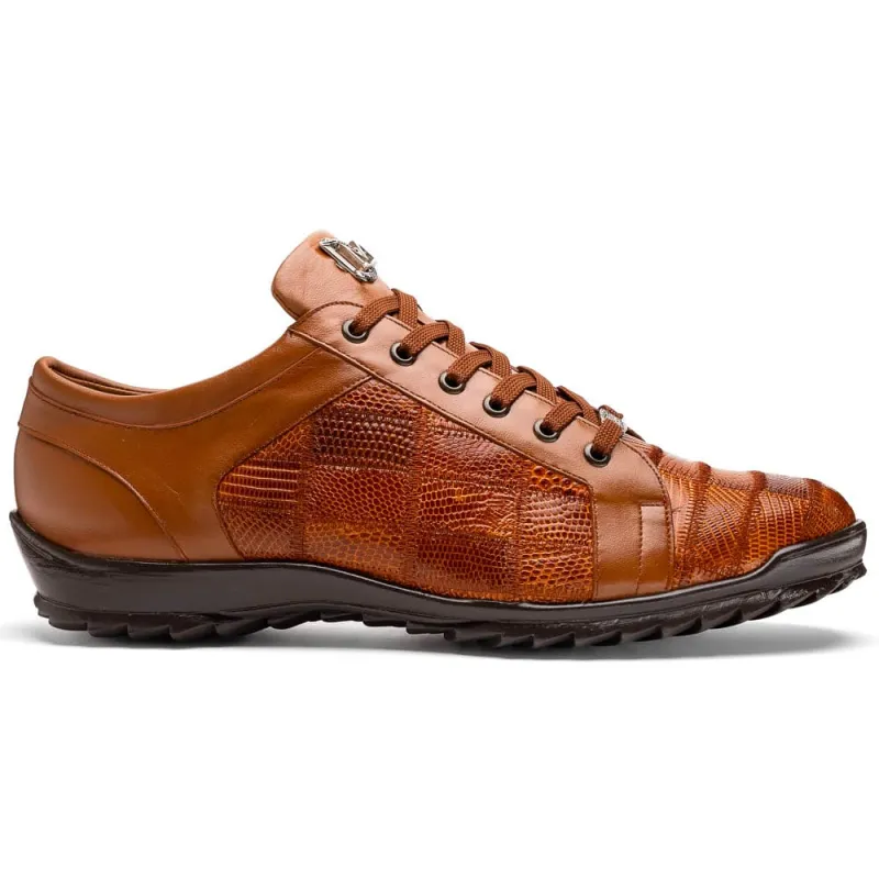 Marco Di Milano Bari Patchwork Lizard Sneakers in Cognac sold by Alberto Nardoni