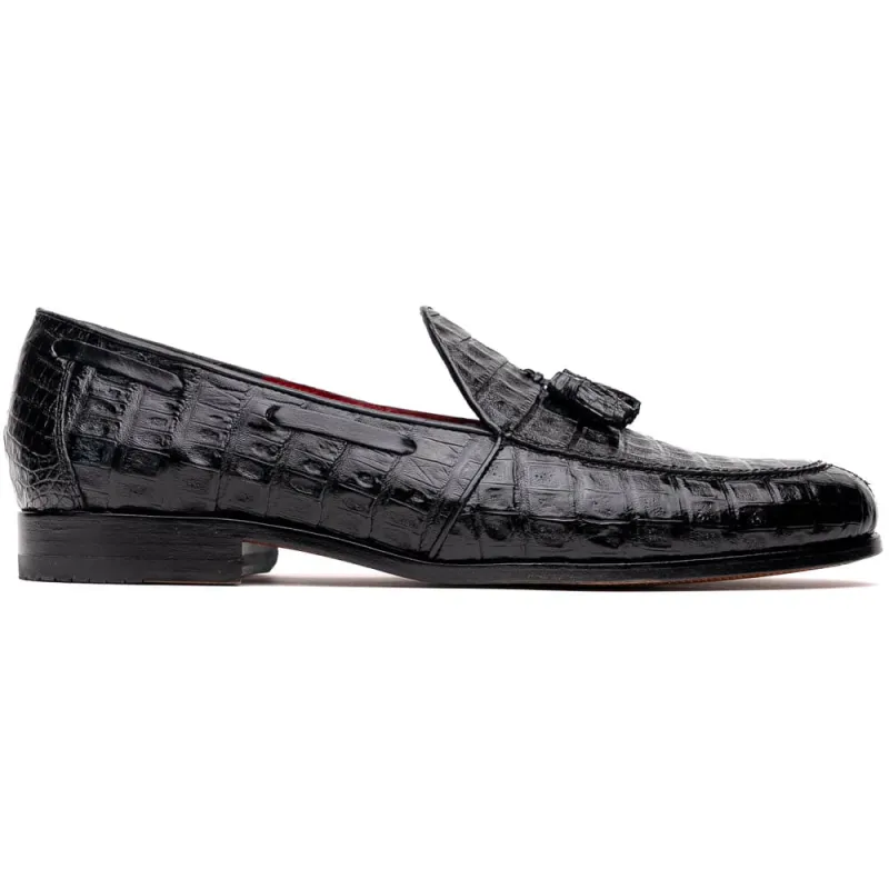 Marco Di Milano Bianchi Black Caiman Crocodile Tassel Loafers sold by Alberto Nardoni