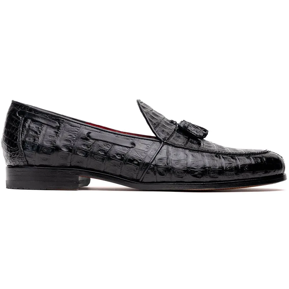 Marco Di Milano Bianchi Black Caiman Crocodile Tassel Loafers sold by Alberto Nardoni