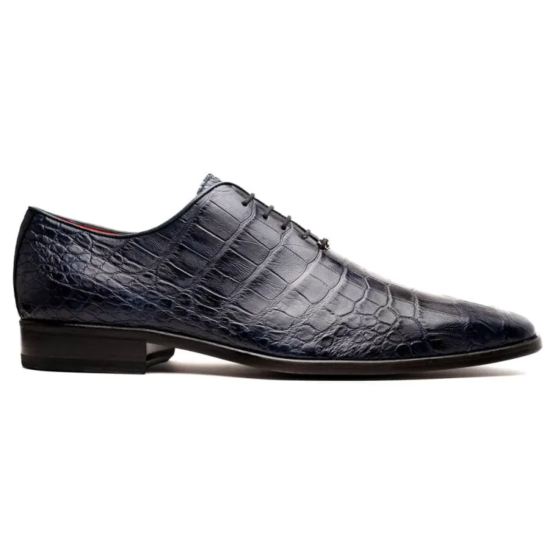 Marco Di Milano Bono Navy Alligator Wholecut Oxfords sold by Alberto Nardoni