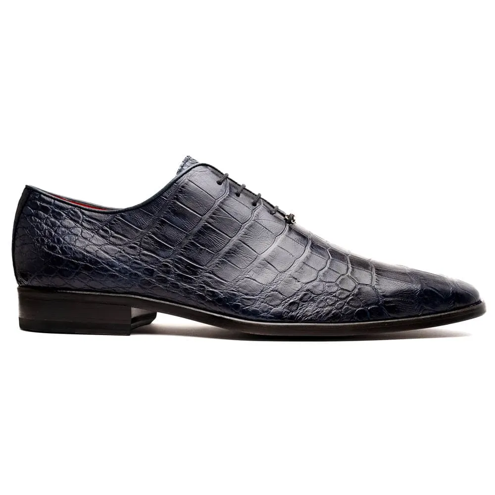 Marco Di Milano Bono Navy Alligator Wholecut Oxfords sold by Alberto Nardoni