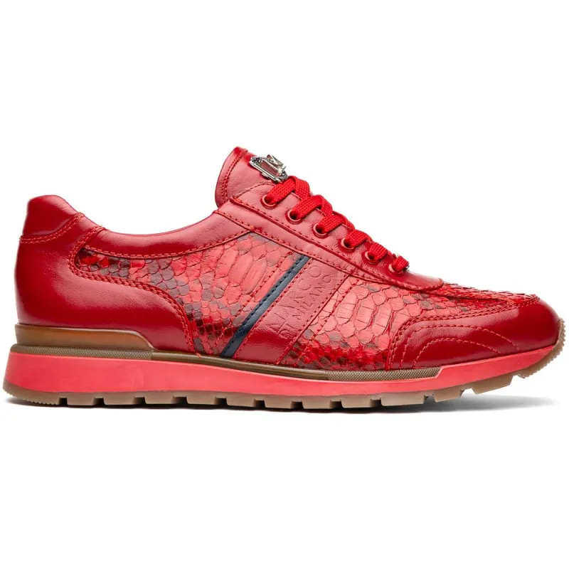Marco Di Milano Brescia Red Python & Calfskin Sneakers sold by Alberto Nardoni